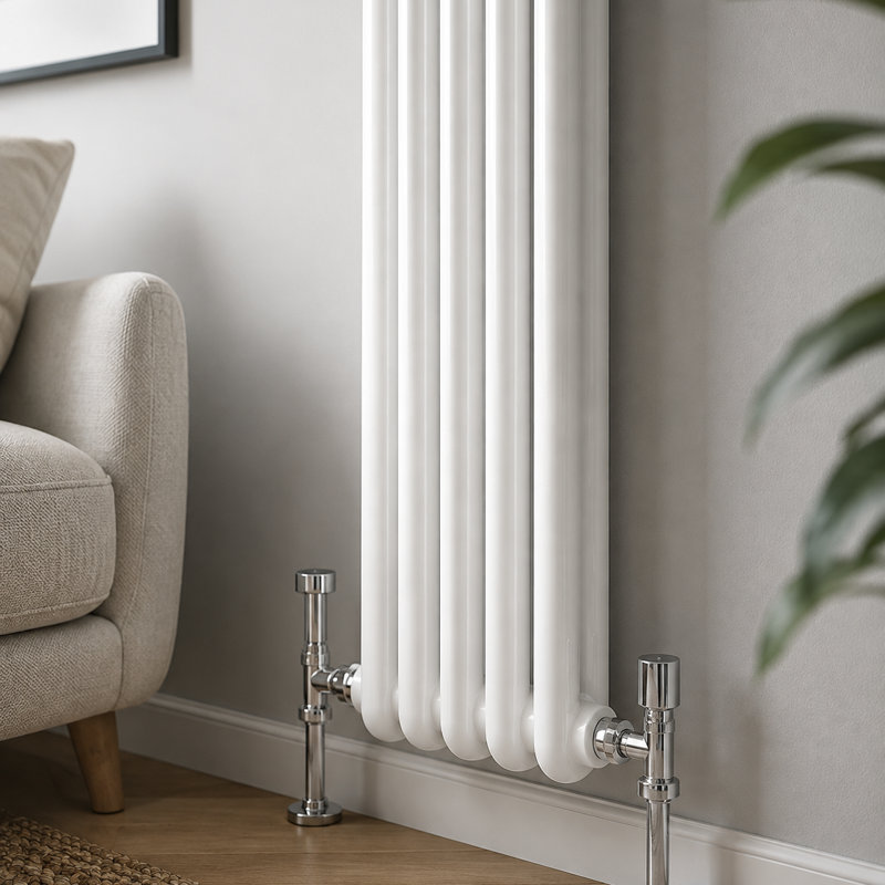 Uxbridge Vertical Traditional Colosseum Radiator, White, 1800mm H x 200mm W x 70mm D