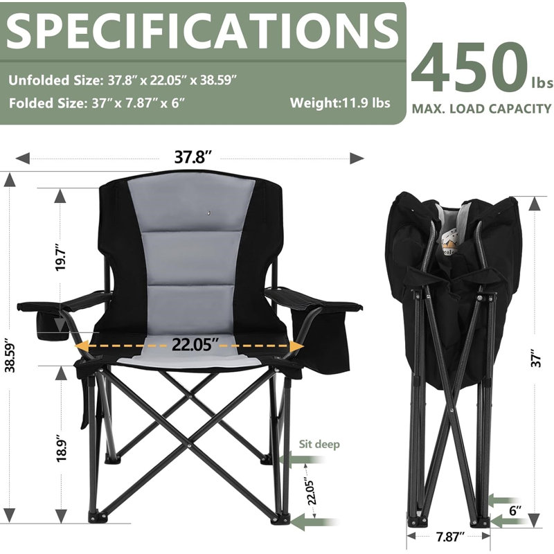 Chaises de camping pliantes surdimensionnées