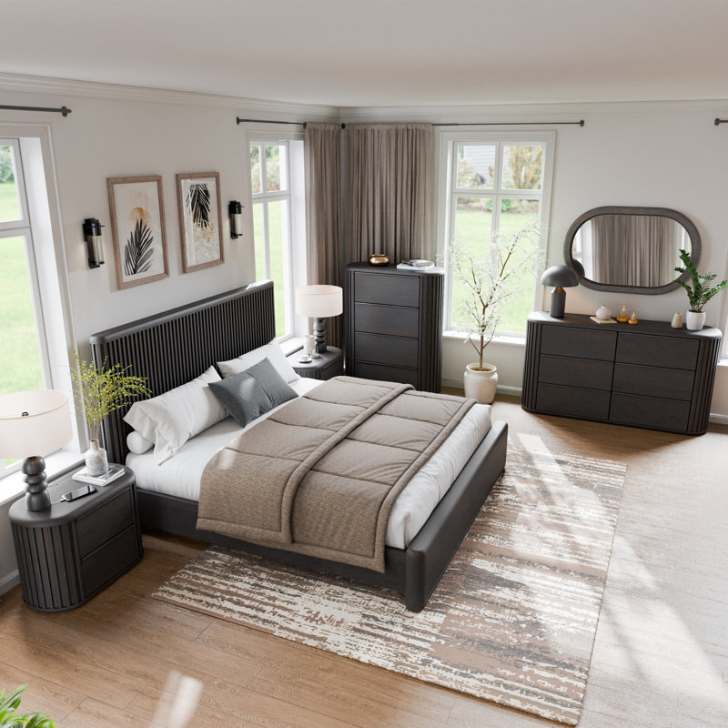 Ensemble de chambre à coucher cannelée 6 pièces Anatolja, Grand