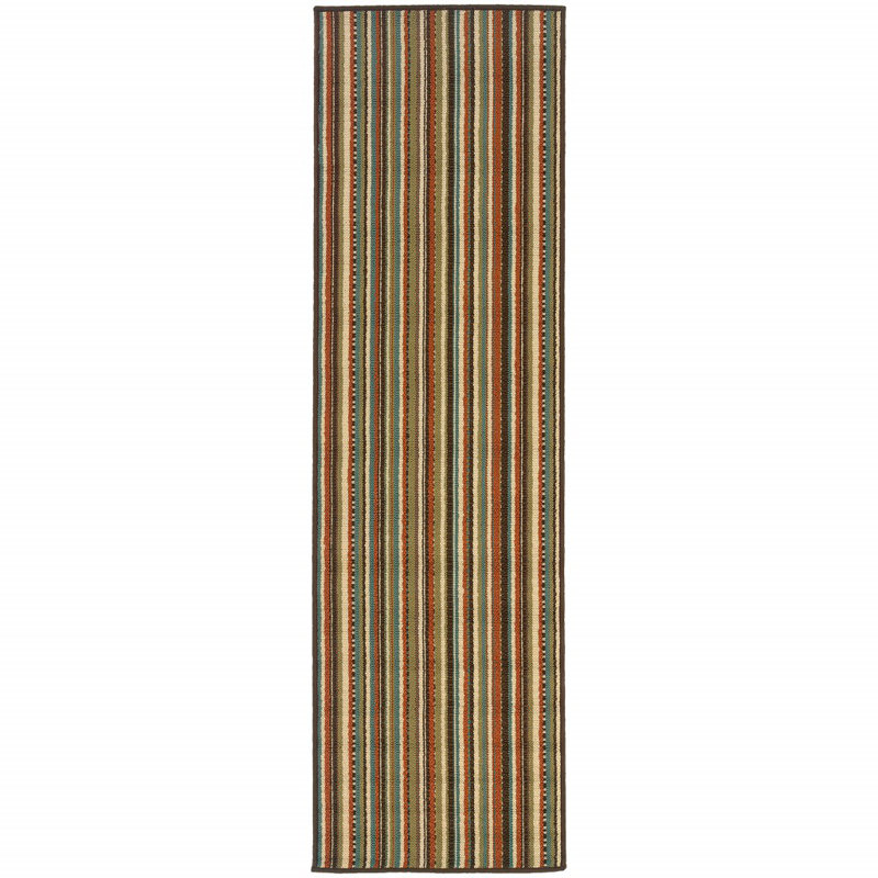 Brendel Striped Indoor / Outdoor Rug, Runner 2'3" x 7'6"