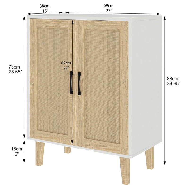 Buffet buffet avec portes en rotin