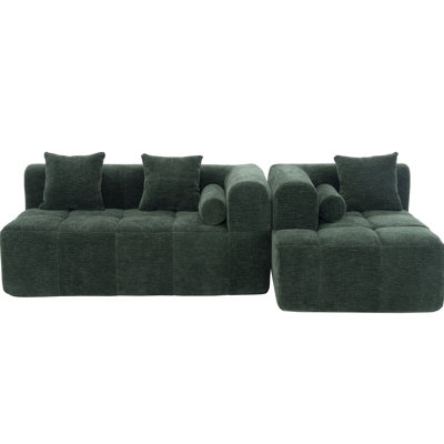 101.2" Living Room Modular Couch In - Full Foam, Comfortable , 3 Square Pillows & 2 Bolster For Home Modular, Foam Construction, Appealing Curved