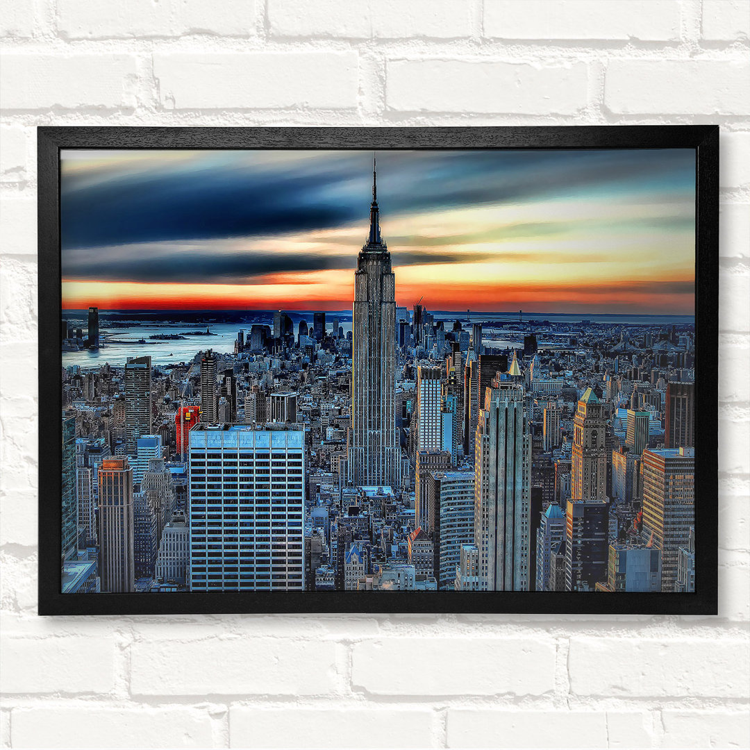 New York City On Top Of The World - Geschlossener Eckrahmen Kunstdrucke auf Holz