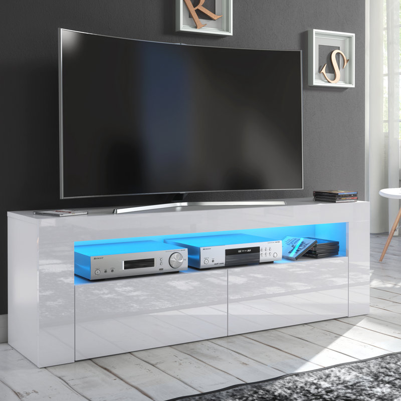 Clifton13 White TV Stand for TVs up to 65in with Blue LED Lights