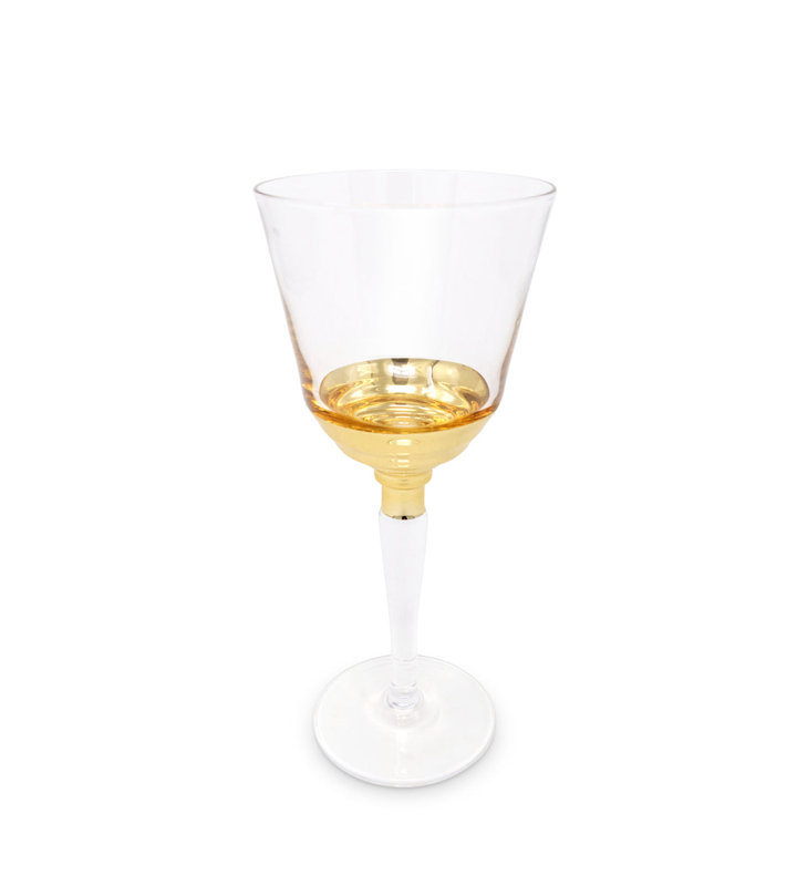 Wine glass gold bottom, 6Pc