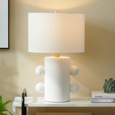 Lampe de table haute 20 po en céramique avec abat-jour en tissu Izzey