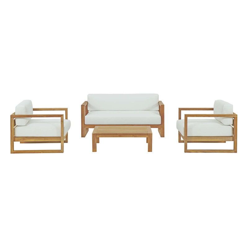 Ensemble de patio extérieur en teck 4 pièces Modway Upland