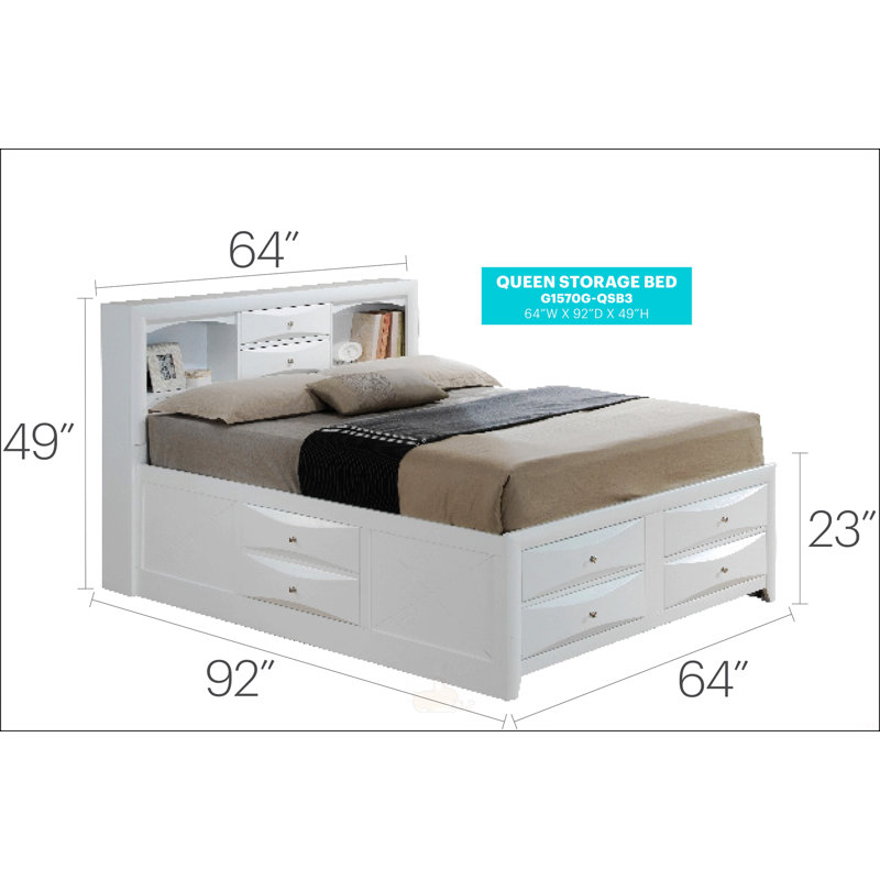 Queen Storage Bed, White, Queen