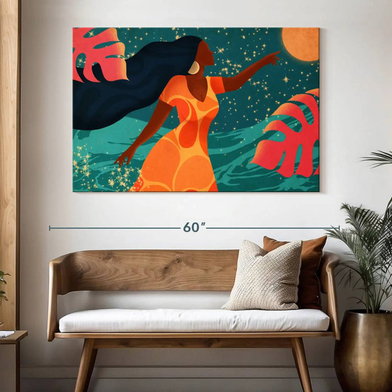 Latina chassant le clair de lune, H 34 po x l 51 po