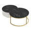 Table basse cannelée moderne avec fonction de nidification et tiroir de rangement au fini rond noir et doré élégant-812877649