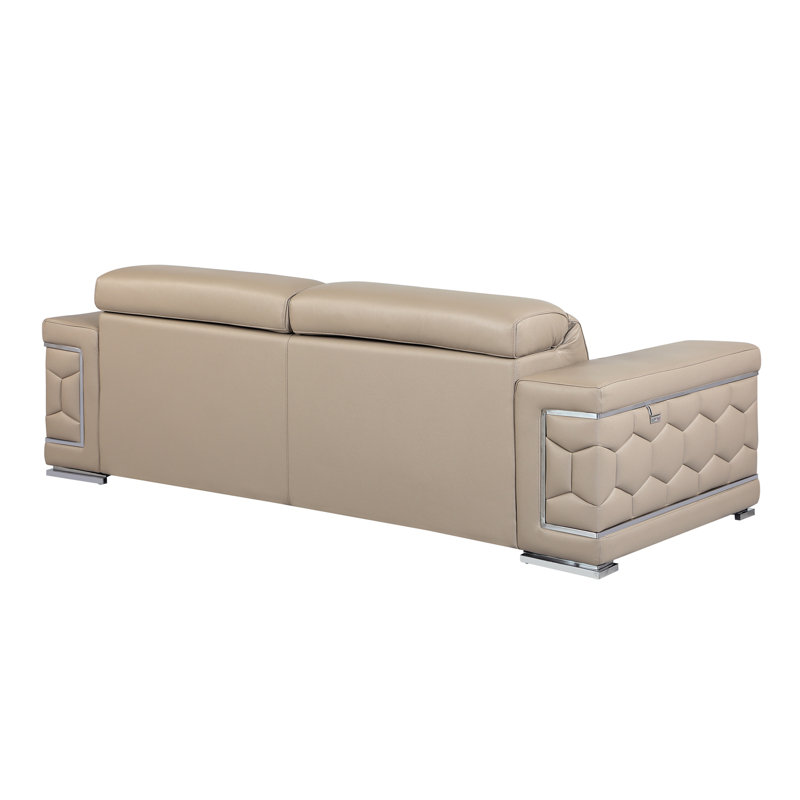 Canapé en cuir italien Top Grain, Cuir beige