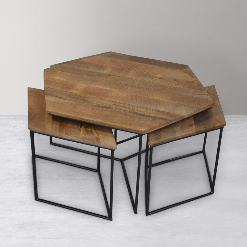 Antora 4-Piece Occasional Table Set in Modern Natural Finish on Solid Wood