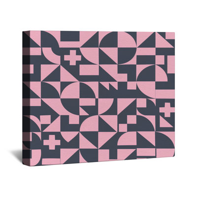 Pink Geometric Shapes Canvas Gallery Wrap in Many Sizes