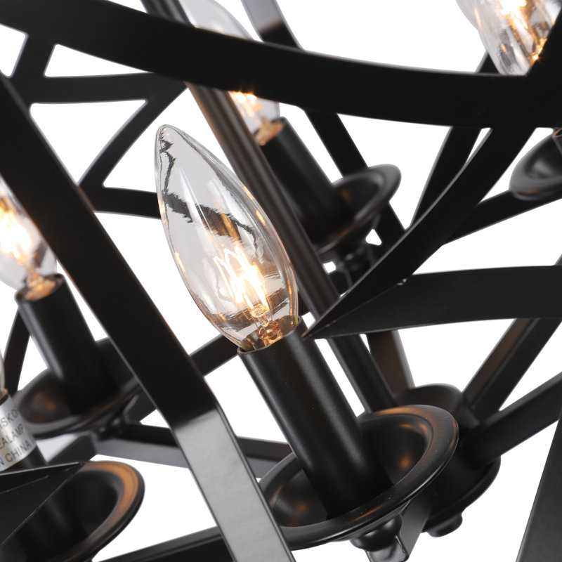 Lustre tambour 5 lumières Geraldo, Noir texturé, Noir texturé