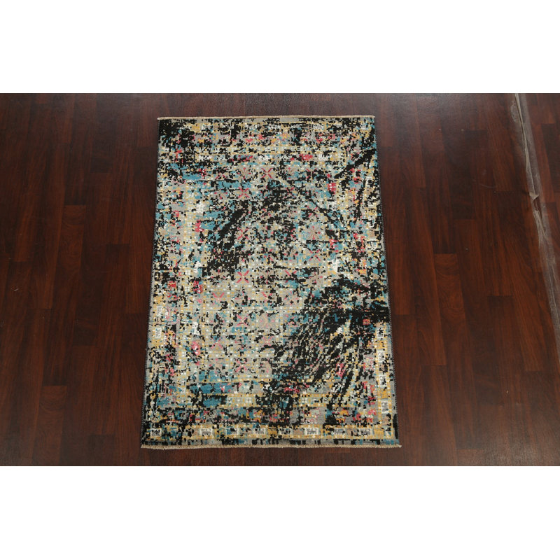 Tapis oriental artistique abstrait contemporain 4 x 6