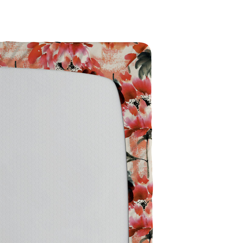 Drap-housse Ambesonne, Drap-housse de taille simple, Vert sauge, terre de Sienne brûlée / floral