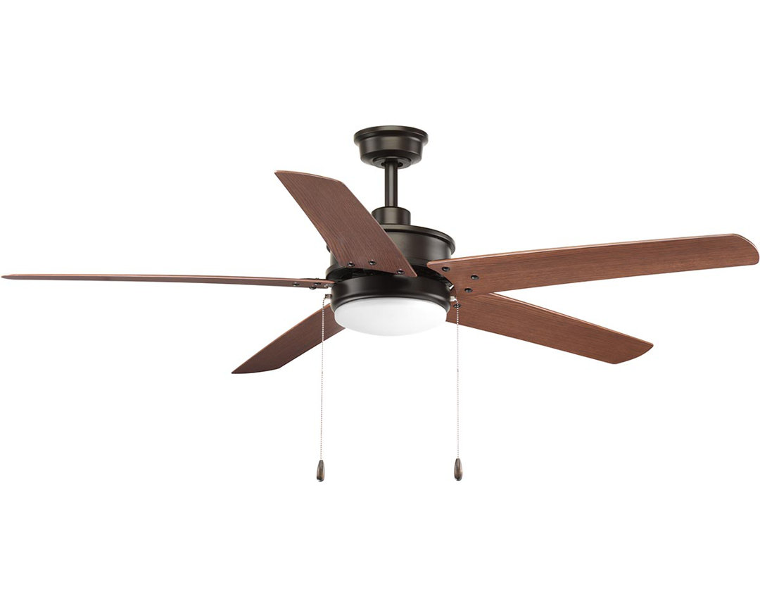 60" Whirl 5 - Blade LED Standard Ceiling Fan with Pull Chain and Light Kit Included Progress Lighting 