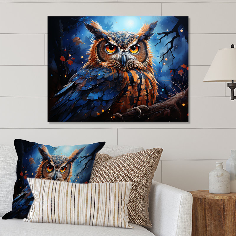 Mystic Owl In The Moonlight - Art mural animal en métal hibou, H 24 po x l 32 po x P 1 po