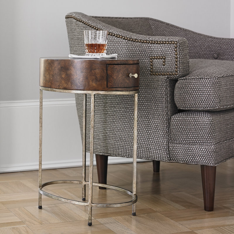 French Solid Wood Top End Table with Storage