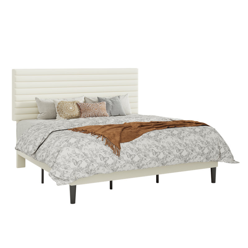 Structure de lit tapissier moderne en velours avec tête de lit réglable, double, grand, très grand, sans sommier tapissier