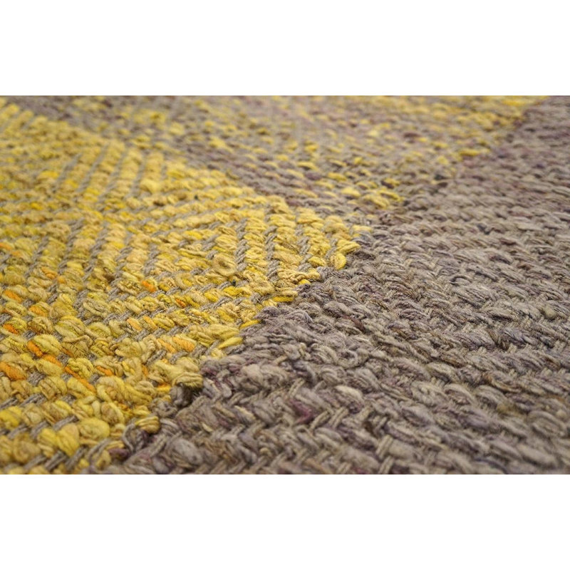 Contemporary Shaker Style Flat-Weave Rug — Gray & Yellow Combination 8'9" x 12'0"