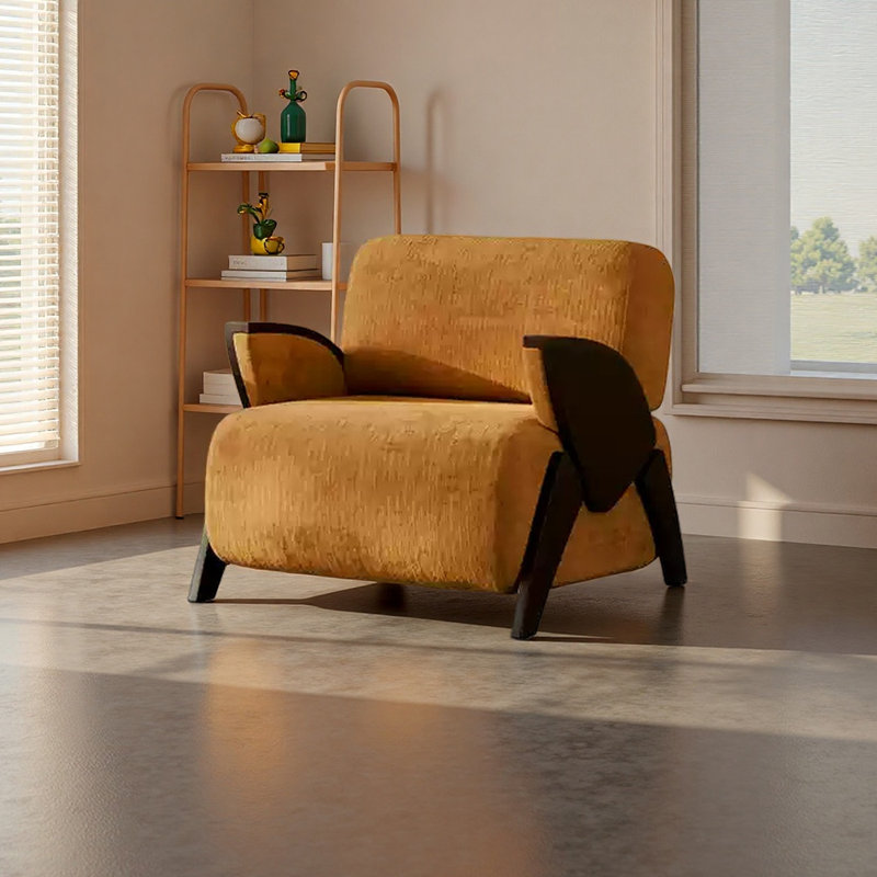 Chaise d'appoint luxueuse au design unique, Velours côtelé jaune