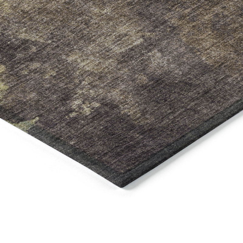 Machine Washable Indoor/Outdoor Xhevrie Mocha Rug, Rectangle 9' x 12'