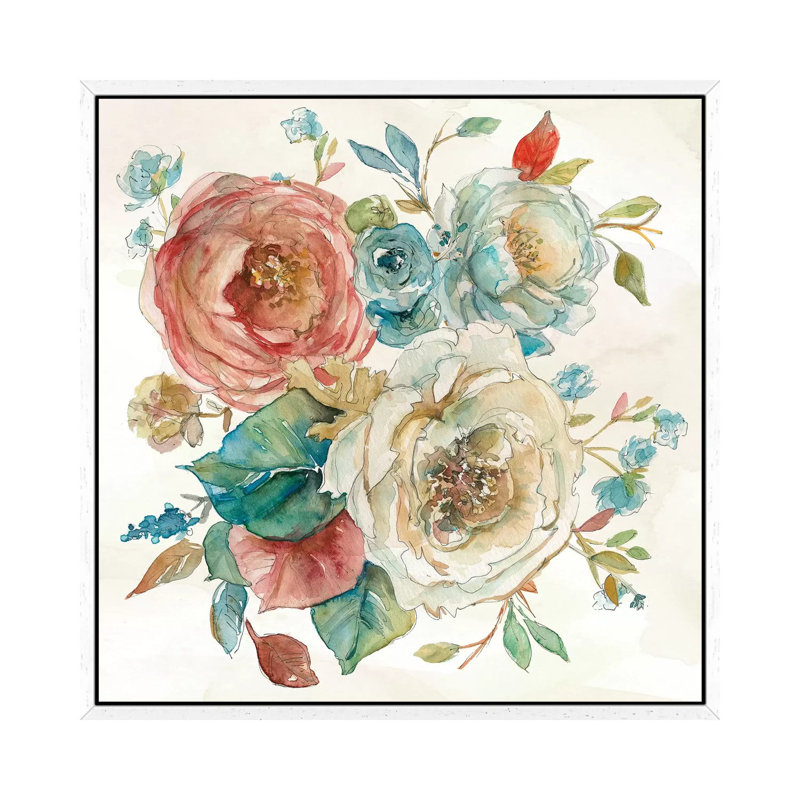 Rose Garden I by Carol Robinson - Painting on Canvas, White Framed, 93.98 cm H x 93.98 cm W