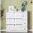 Space Shoe Rack With Pull-down Seat And 3 Drawer Containers, White Freestanding Cabinet Adjustable Drawers Seat,-198441368