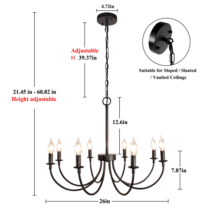 Krustina 8 - Light Dimmable Classic / Traditional Chandelier, Black