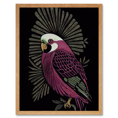 Tropical Bird Jungle Linocut Retro Vintage 1 Piece Wall Art