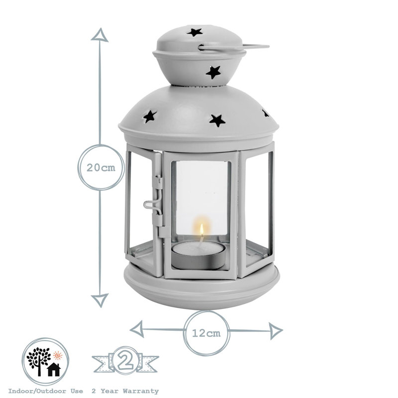 Nicola Spring - Metal Hanging Tealight Lanterns - 2 Sizes, Grey