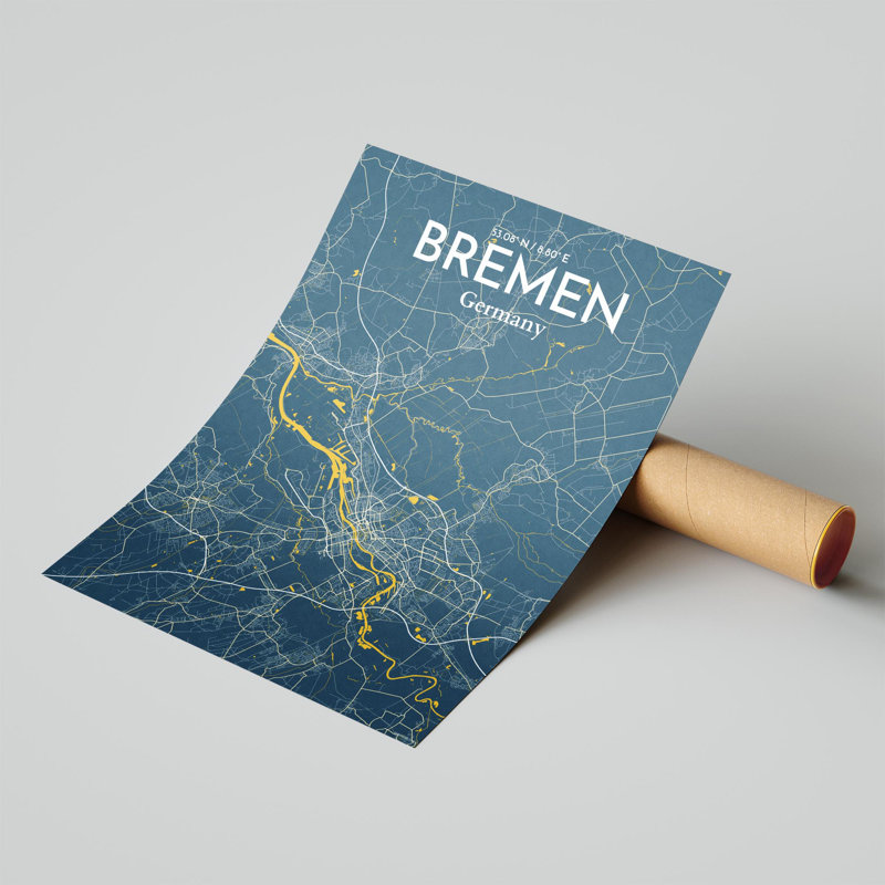 Bremen City Map, impression, H 24 po x l 18 po x P 0,05 po, Amuser
