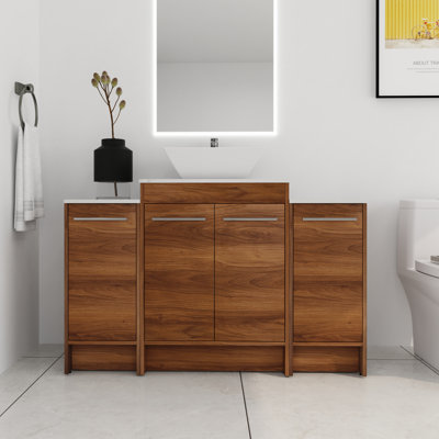 Meuble-lavabo autoportant avec plateau en céramique 48 po Damaurion
