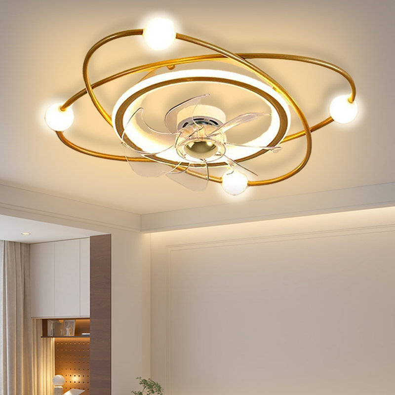 Modern ceiling fan with light, 55cm Dimmable LED ceiling fan light, 42W Timed ceiling fan with light for living room and dining room