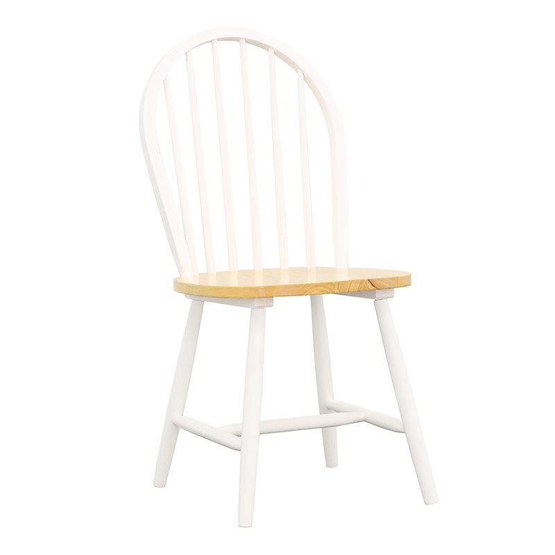 4 chaises d'appoint latérales - siège brun naturel, broche blanche à dossier rustique 4 et mélange