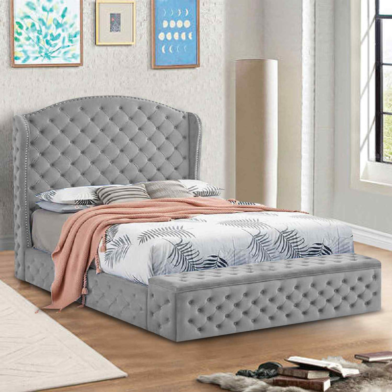 Upholstered Bed, Single (3'), Silver