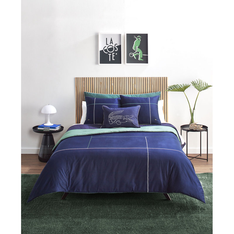 Ensemble d'édredon Lacotte Court Lines, bleu marine, Édredon très grand + 2 taies décoratives