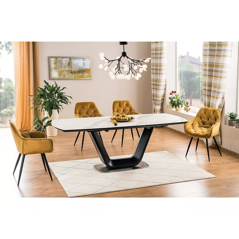 Dernier Extendable Marble Top Dining Table