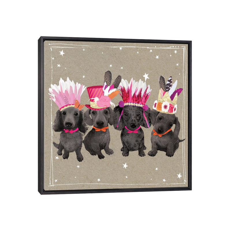 Décoration murale Fancypants Wacky Dogs VII Kids, H 18 po x l 18 po x 1,5 po, Toile avec cadre noir patiné