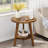 Solid Wood Round Side Table, 2-Tier End Table With Storage Shelf