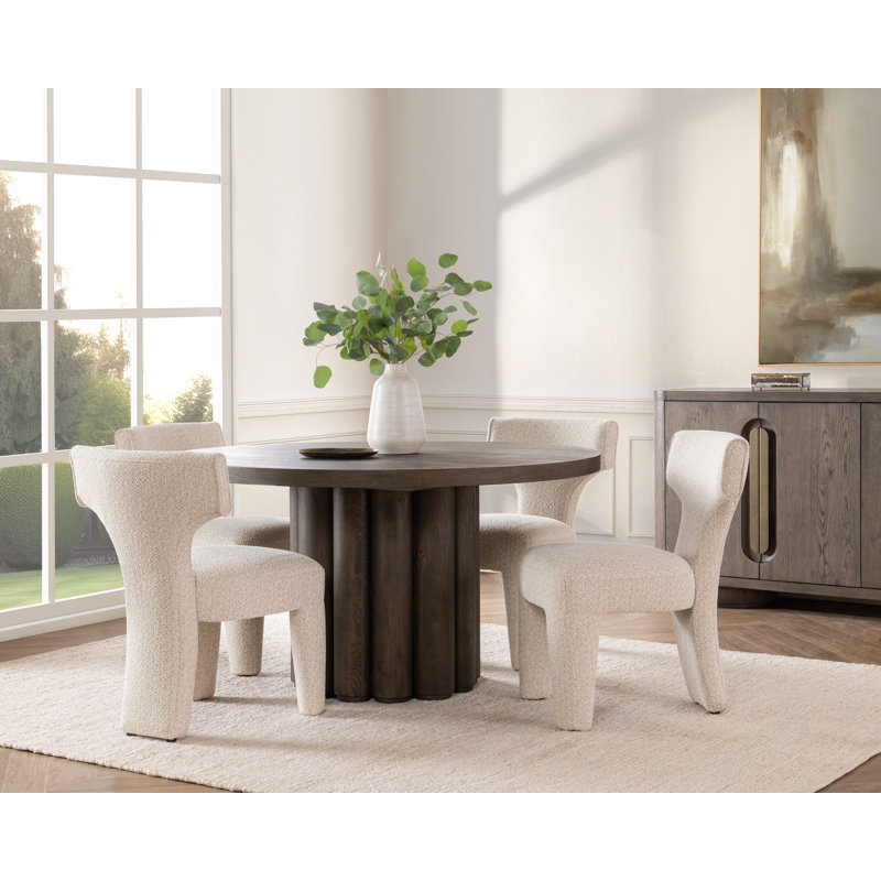 Tiber Round Dining Table, Toasted Brown