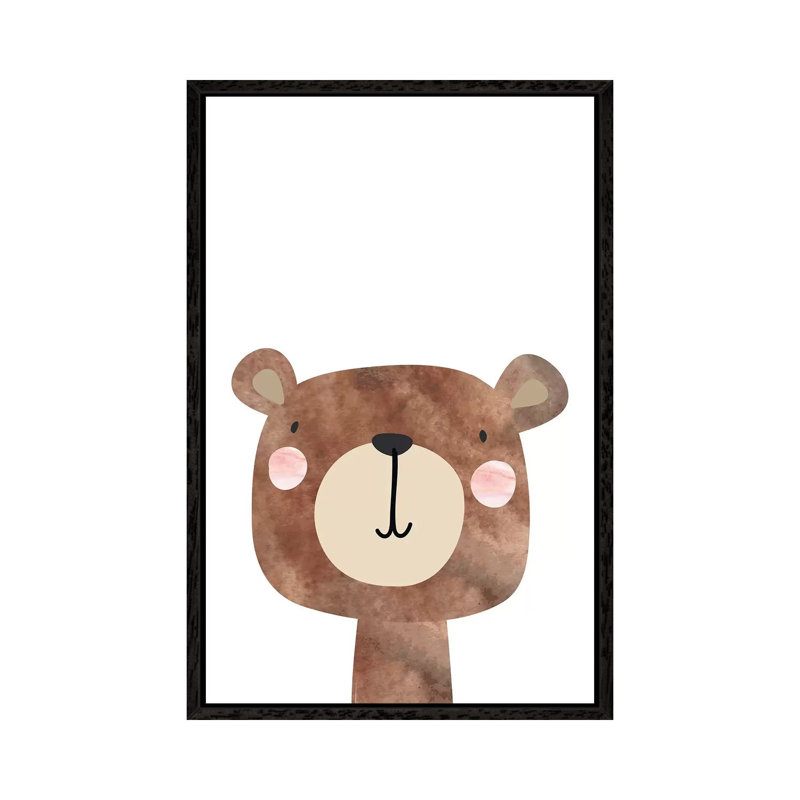 Bear Watercolour by Pixy Paper - Floater Frame Gallery-Wrapped Canvas Giclée on Canvas, Black, 66.04 cm H x 45.72 cm W