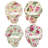  Porcelain Rose Chintz Espresso Cup and Saucer with Butterfly Handle Assorted (Set of 4)