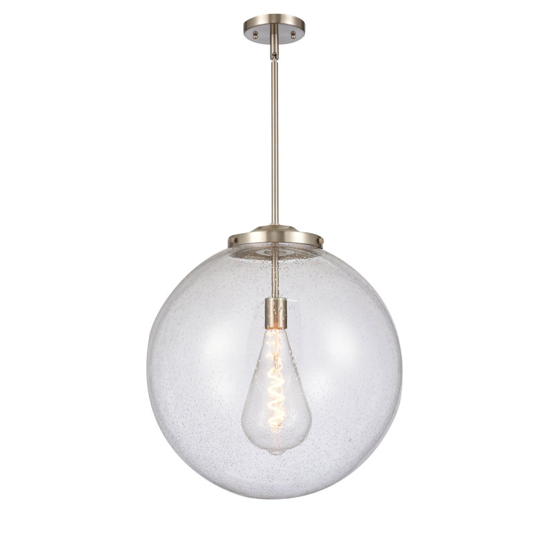 Luminaire suspendu sphère 1 lumière Frederick, H 19 po x l 18 po x P 18 po, Nickel satiné brossé, Grainé