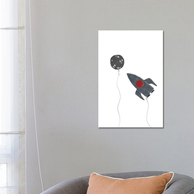 Spaceship Balloons 1 Piece Wrapped Canvas Wall Art, 30.48 cm H x 45.72 cm W