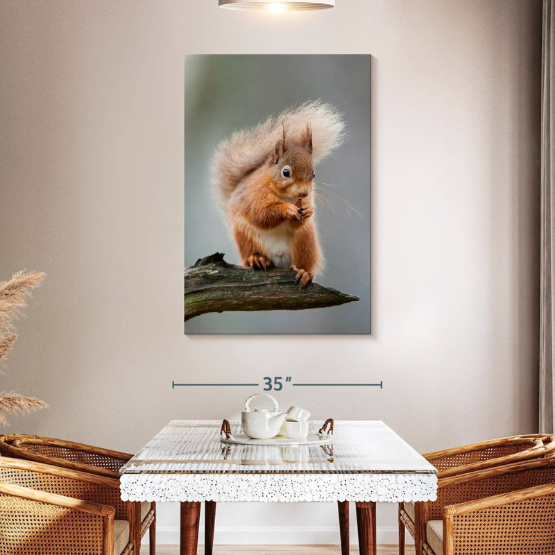Brampt Red Squirrel Eating On A Branch, 48" H x 32" W