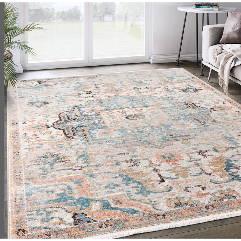 Tapis beige tissé à la machine Etto, Rectangle 6 pi x 9 pi