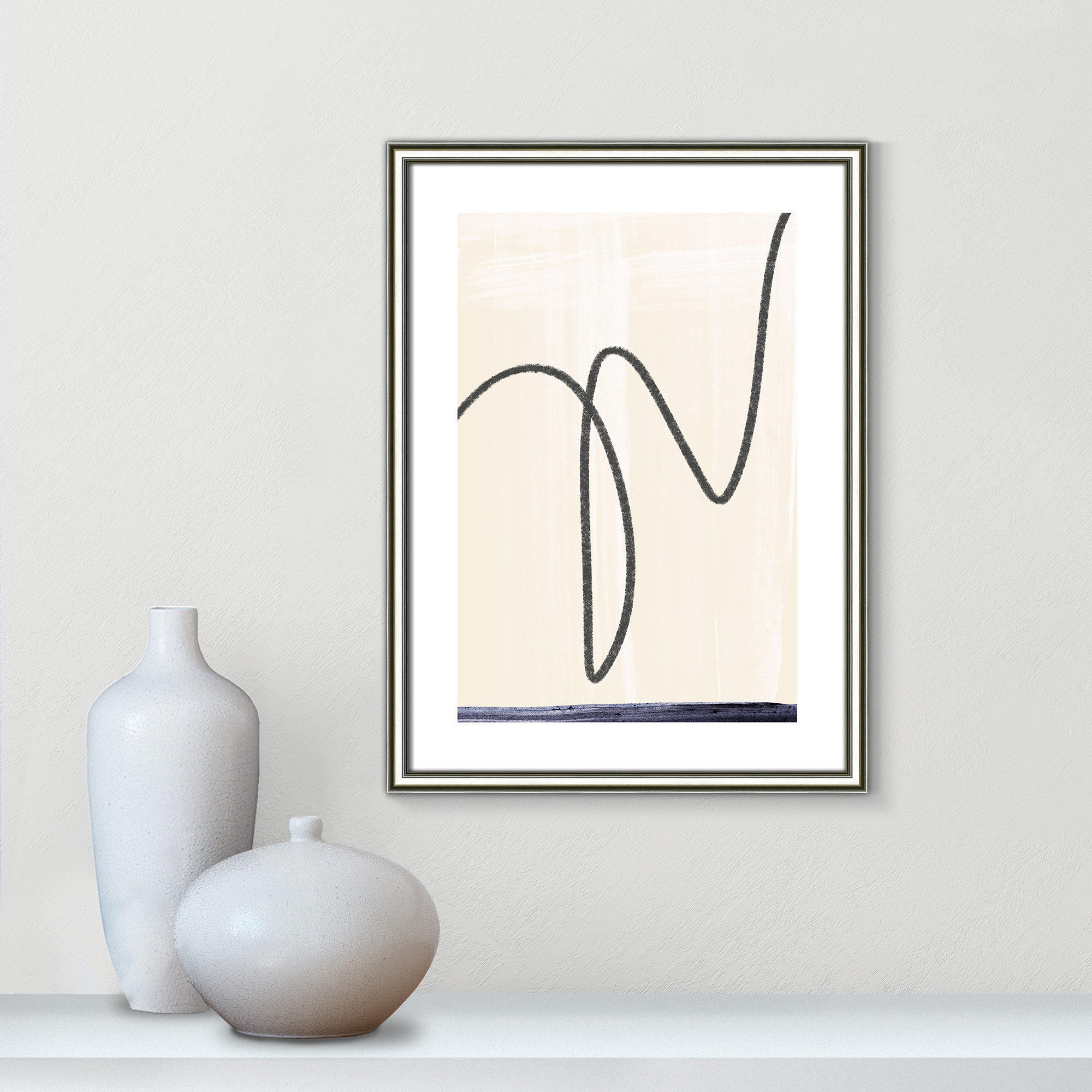 'Departured I' - Picture Frame Painting Print on Paper, Silver Framed Paper, 24.25" H x 18.25" W x 0.88" D