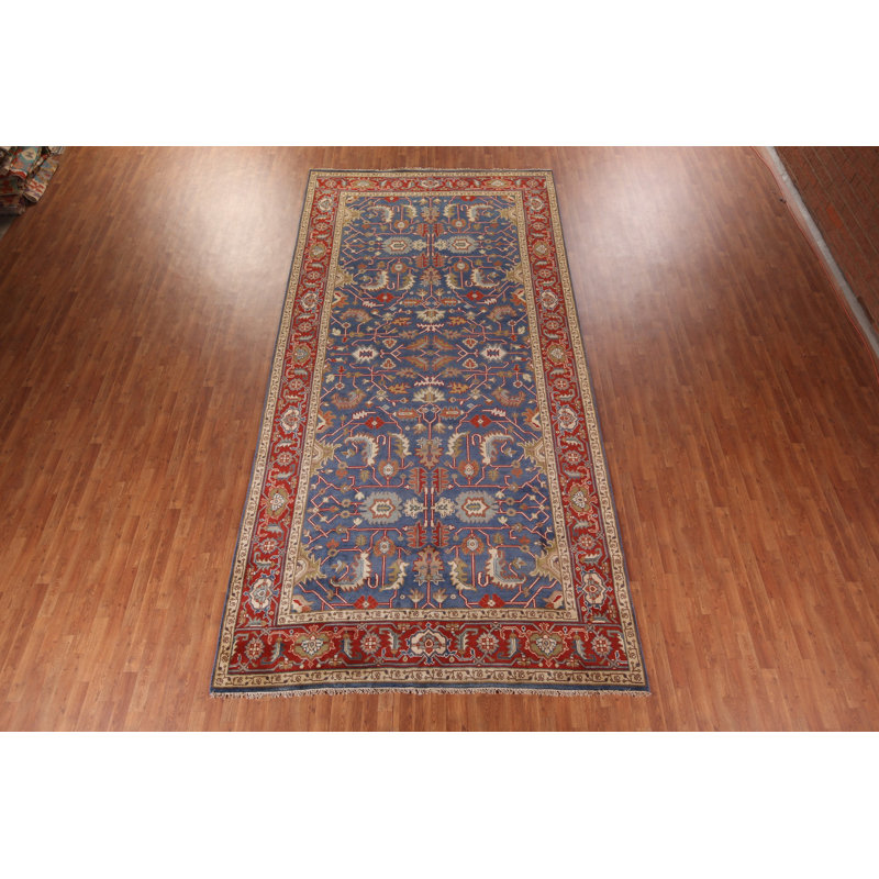 Tapis unique en coton 15 pi 9 po x 7 pi 11 po Thaiden Bleu marine et bleus